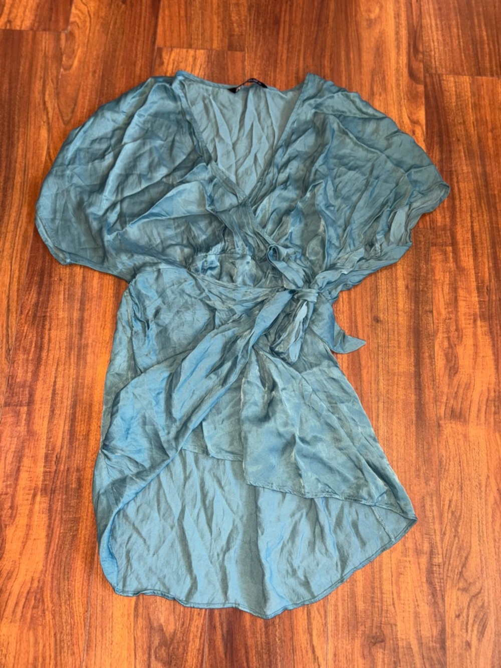 Zara Teal Wrap Mini Dress